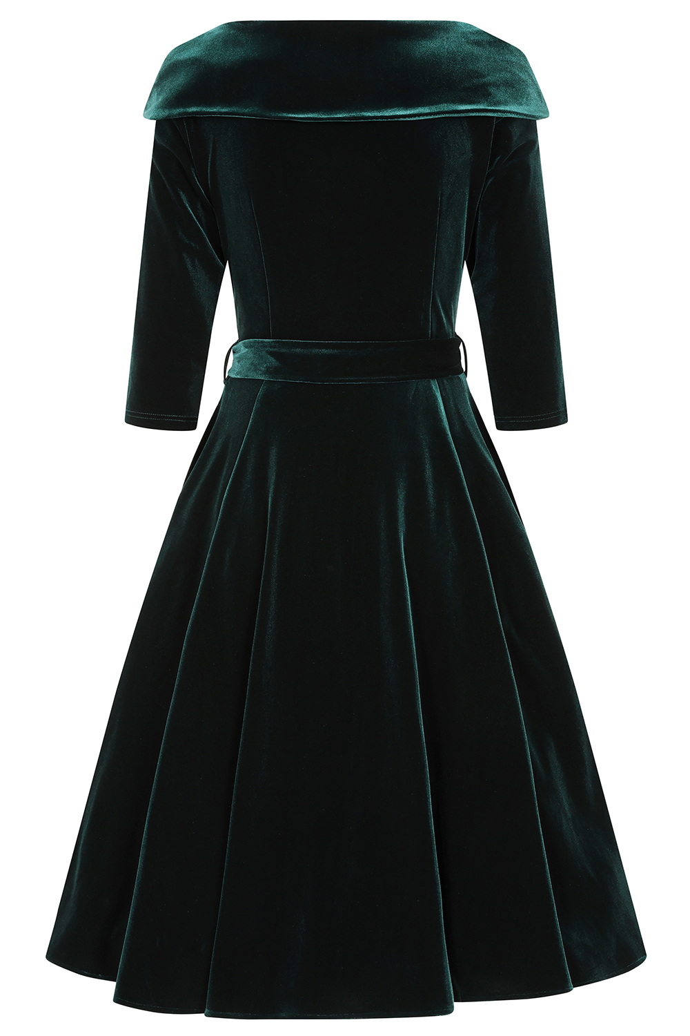 Pheobe Green Velvet Swing Dress in Extended Sizing